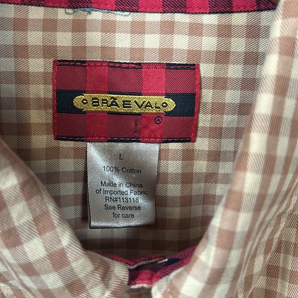 Braeval Shirt Mens Extra Large Tiera Gun Check Cotton Long Sleeve Patch L - Picture 8 of 14